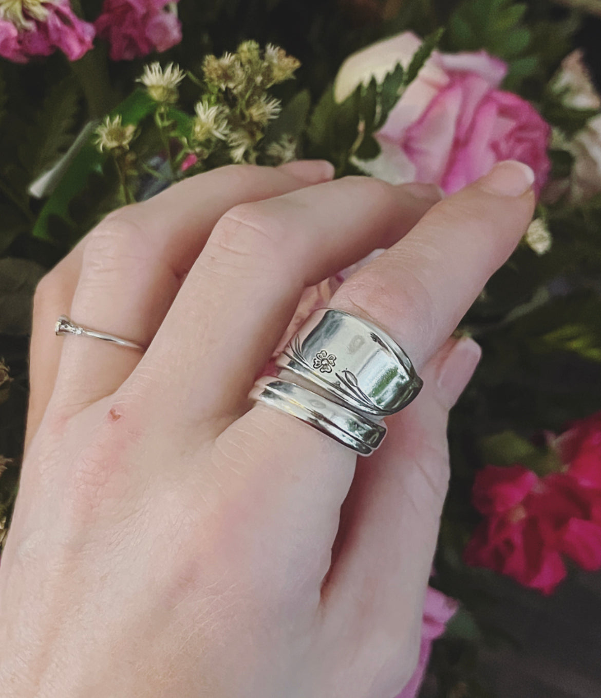 Vintage Elegance: Spiral Handcrafted Spoon Ring in Springtime 1847 by Rogers