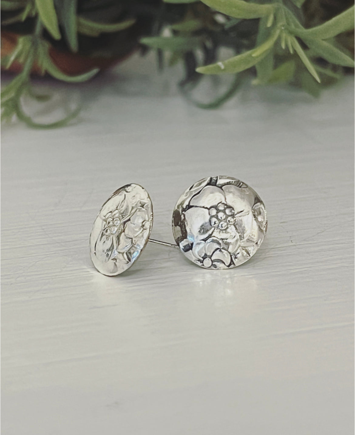 Love Precious Flower Domed Stud Earrings