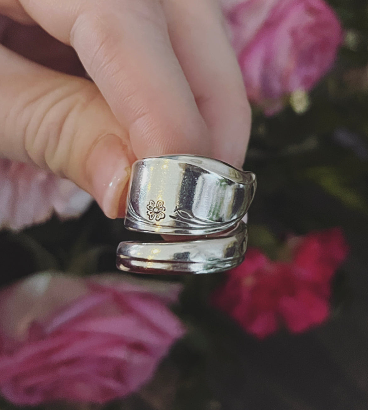 Vintage Elegance: Spiral Handcrafted Spoon Ring in Springtime 1847 by Rogers