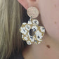 Vintage Tray Stud & Leather Flower Earrings-Yellow Daisy