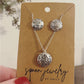 Love Precious Flower Domed Stud and Necklace Set