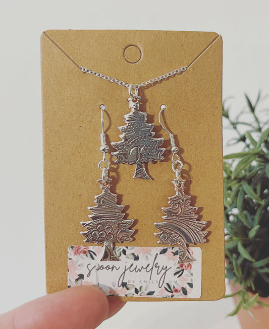 Christmas Tree Necklace and Earring Set