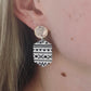 Enchanting Muse: Vintage Tray & Monochrome Tribal Leather Drop Earring