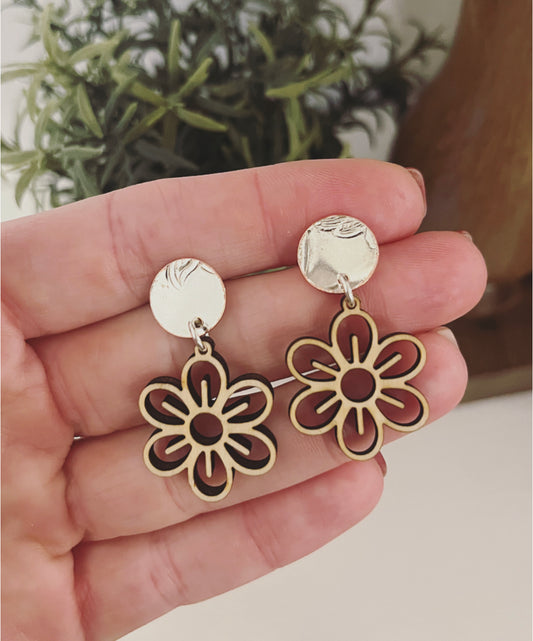 Wooden Daisy Earrings