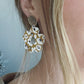 Vintage Tray Stud & Leather Flower Earrings-Yellow Daisy