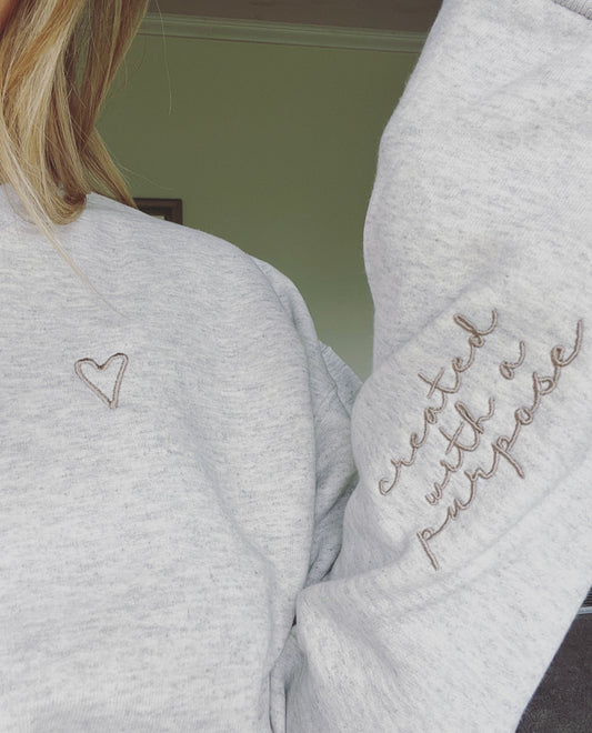 Created with a Purpose Embroidered Sweatshirt with Heart