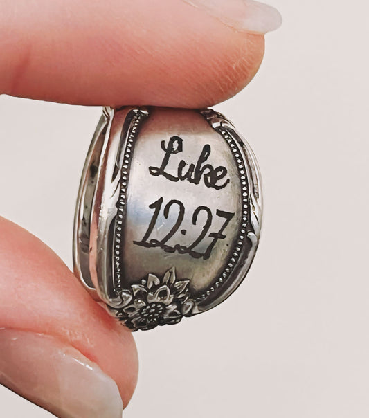 Custom Engraved Bible Verse Ring (Cursive)