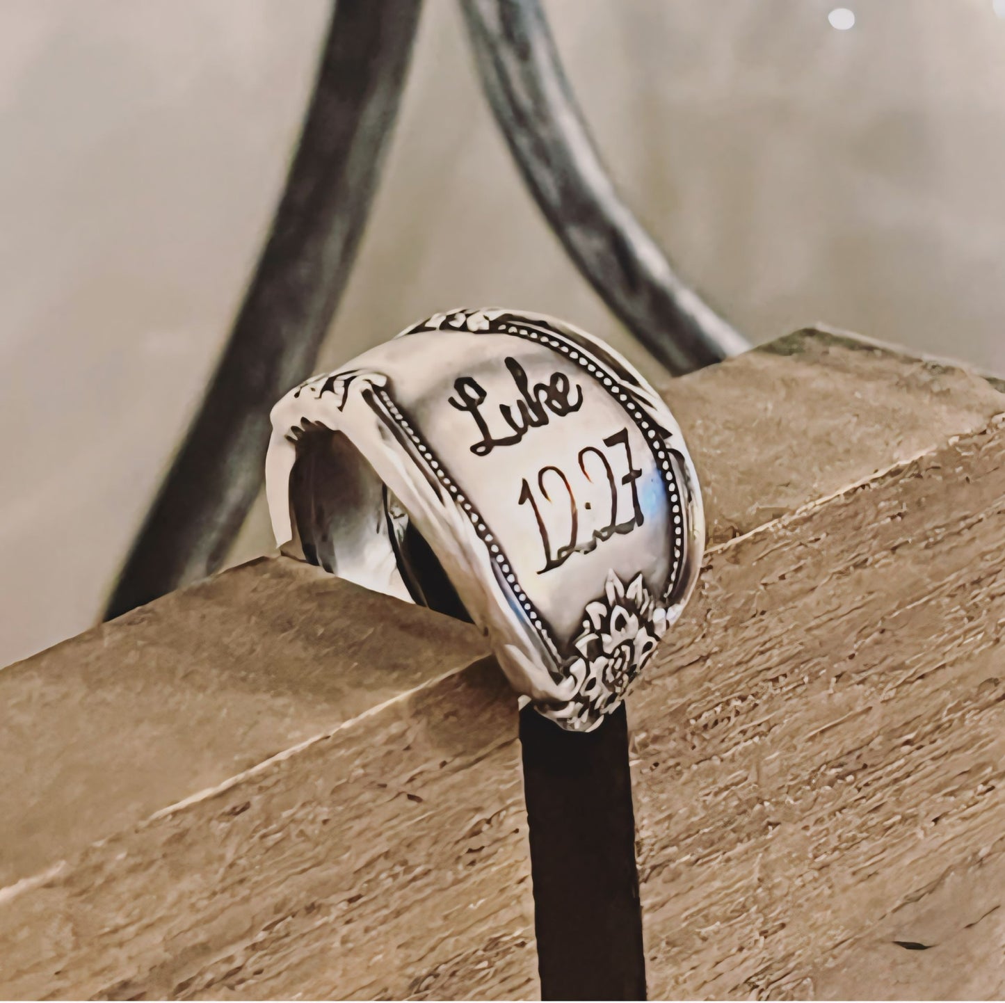 Custom Engraved Bible Verse Ring (Cursive)