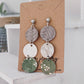 Leather and Metal Trio Circle Earrings