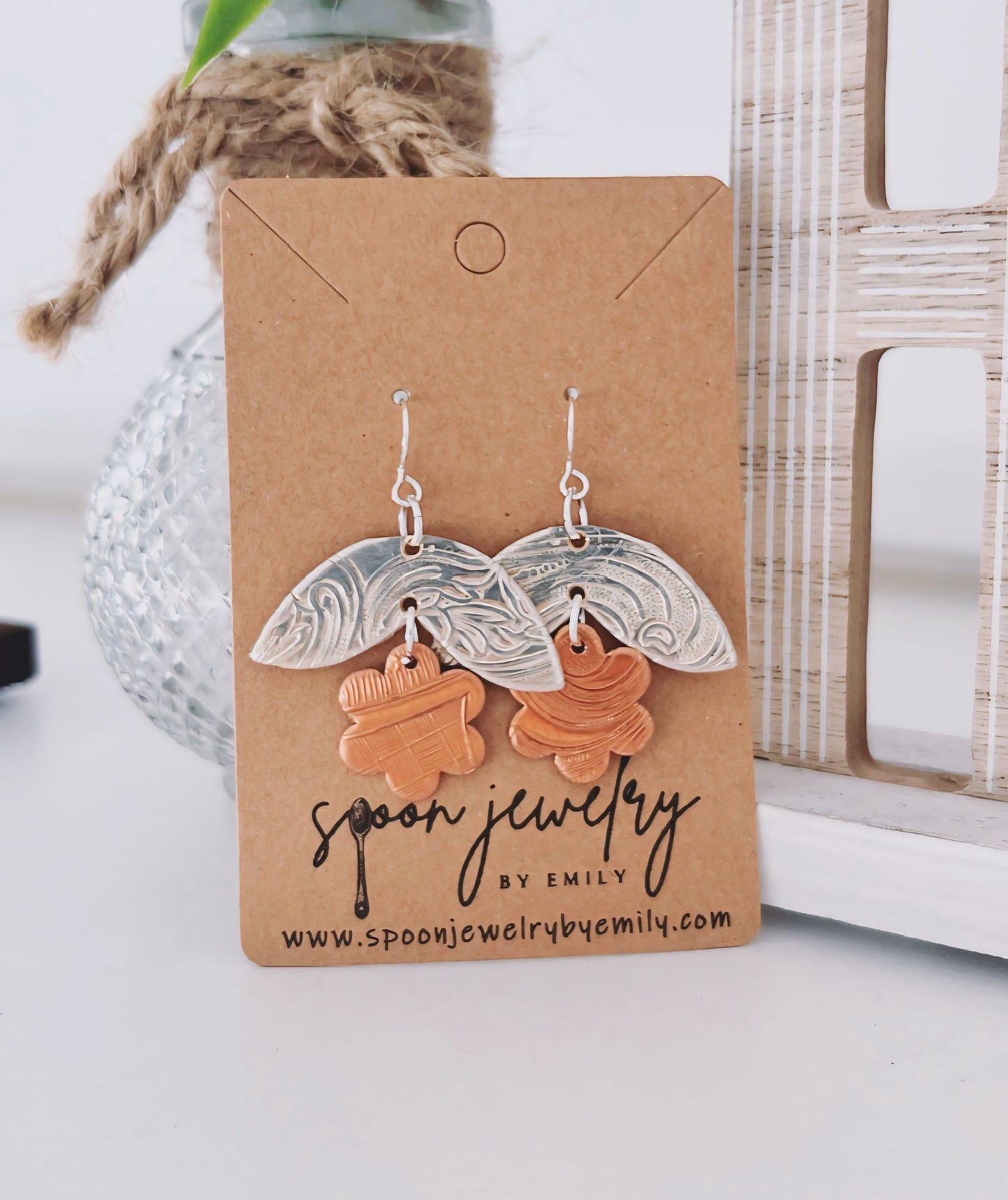 Silver and Copper Petal Duo Earrings