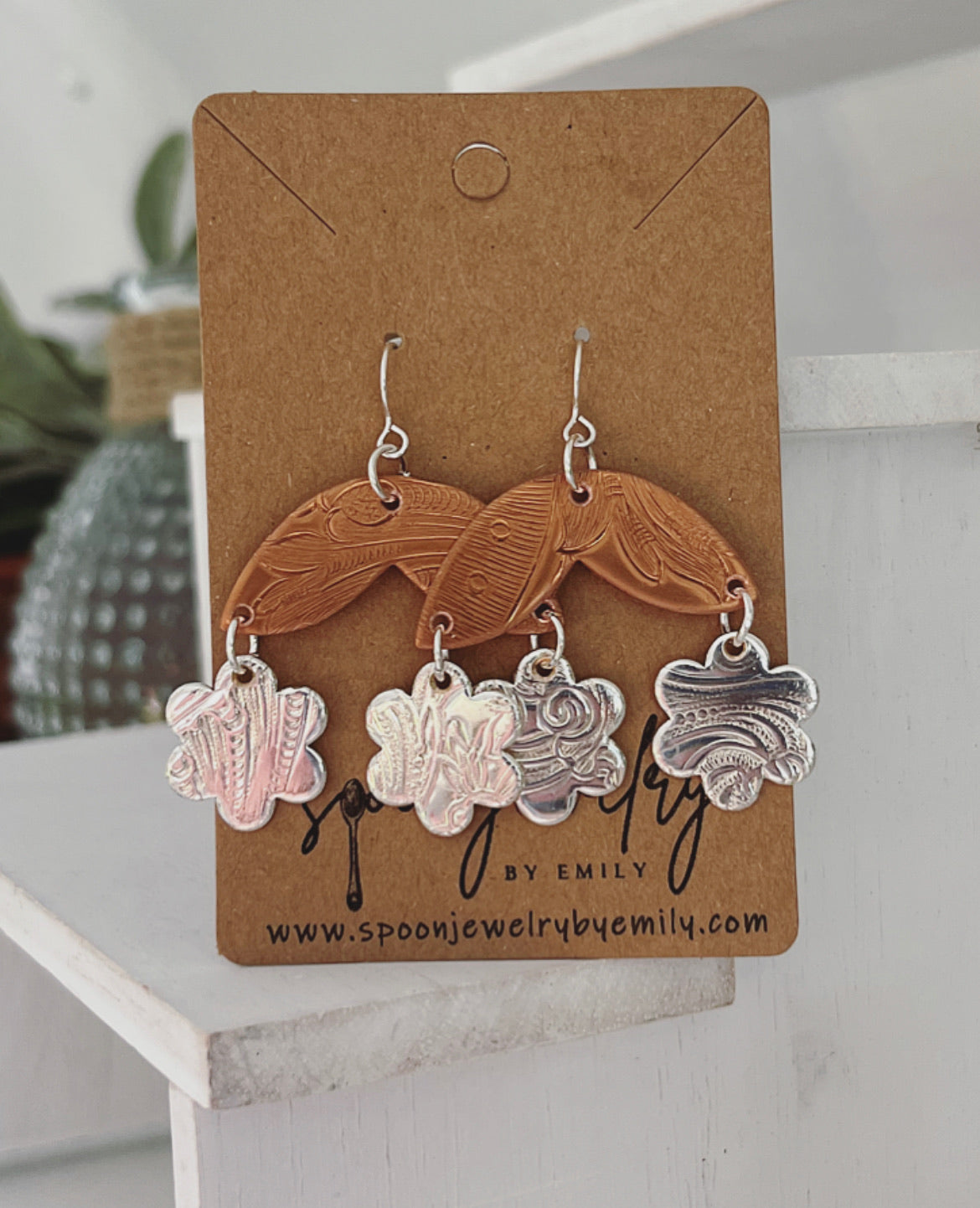 Copper Petal and Silver Bloom Earrings