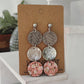 Leather and Metal Trio Circle Earrings