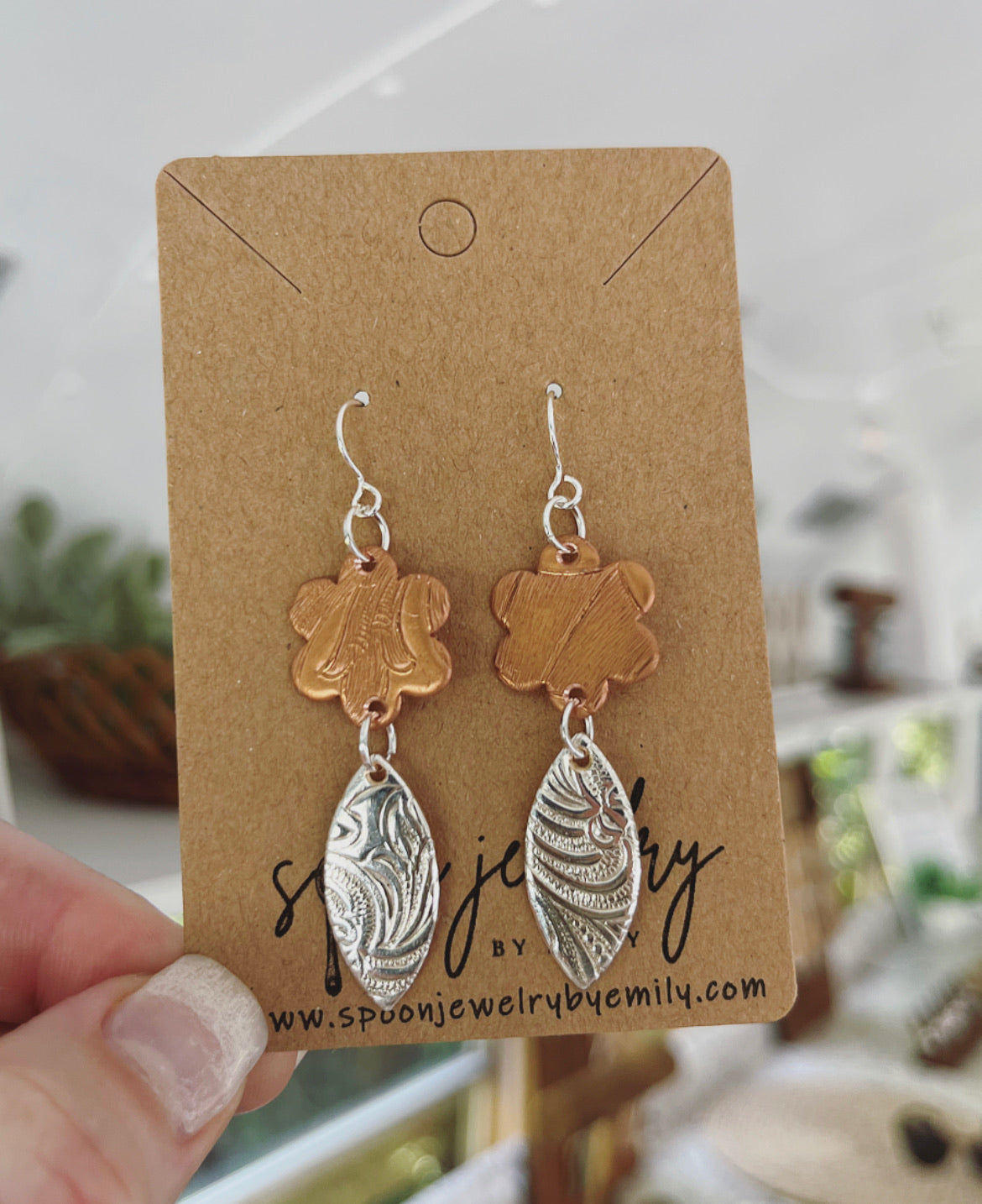 Copper Blossom Drop Earrings