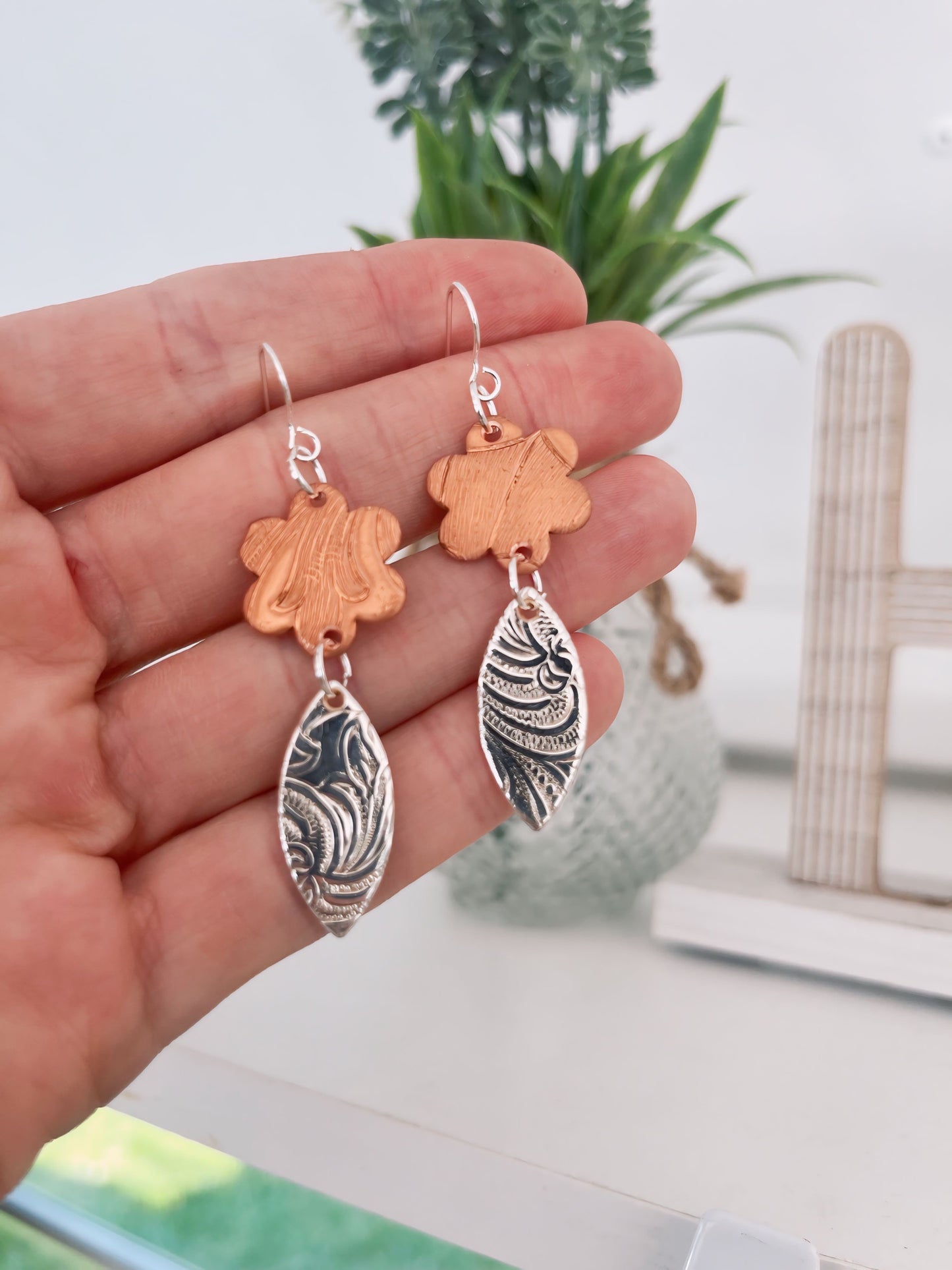 Copper Blossom Drop Earrings