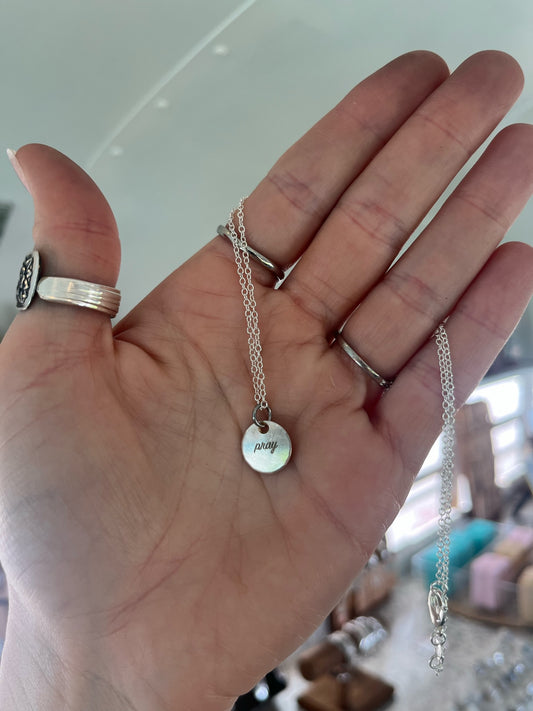 Pray Dainty Circle Necklace