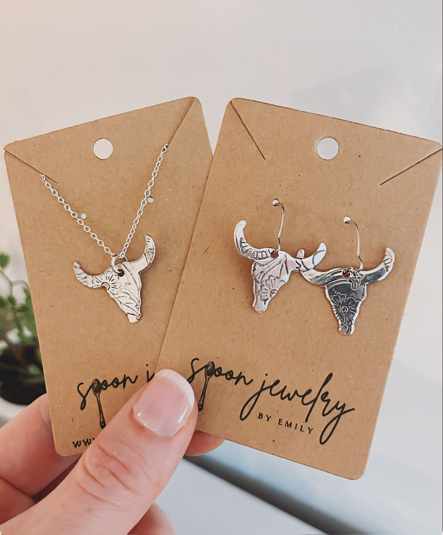 Longhorn Earrings and Necklace Set