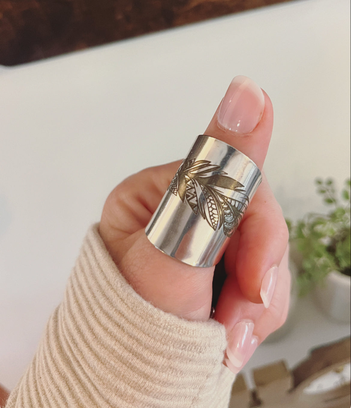 Handmade Feather Spoon Ring