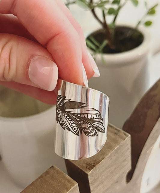 Handmade Feather Spoon Ring