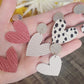 Vintage Tray Stud & Leather Heart Spoon Earrings - Stone Color