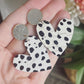 Vintage Tray Stud & Leather Heart Spoon Earrings -Black and White Dots