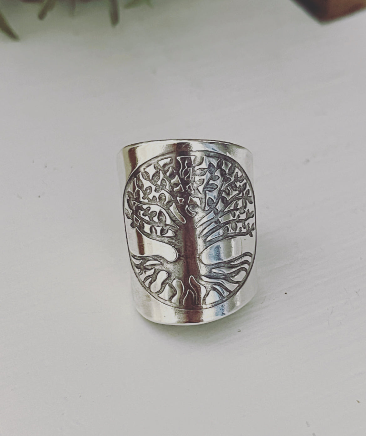 Tree Hand Embossed Spoon Ring