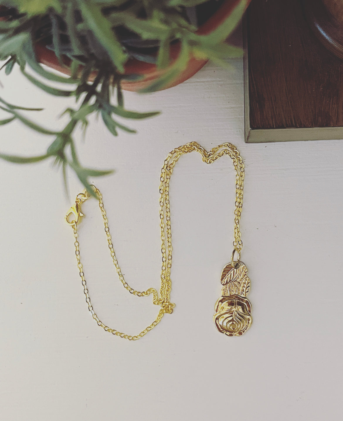 Gold Rose Necklace