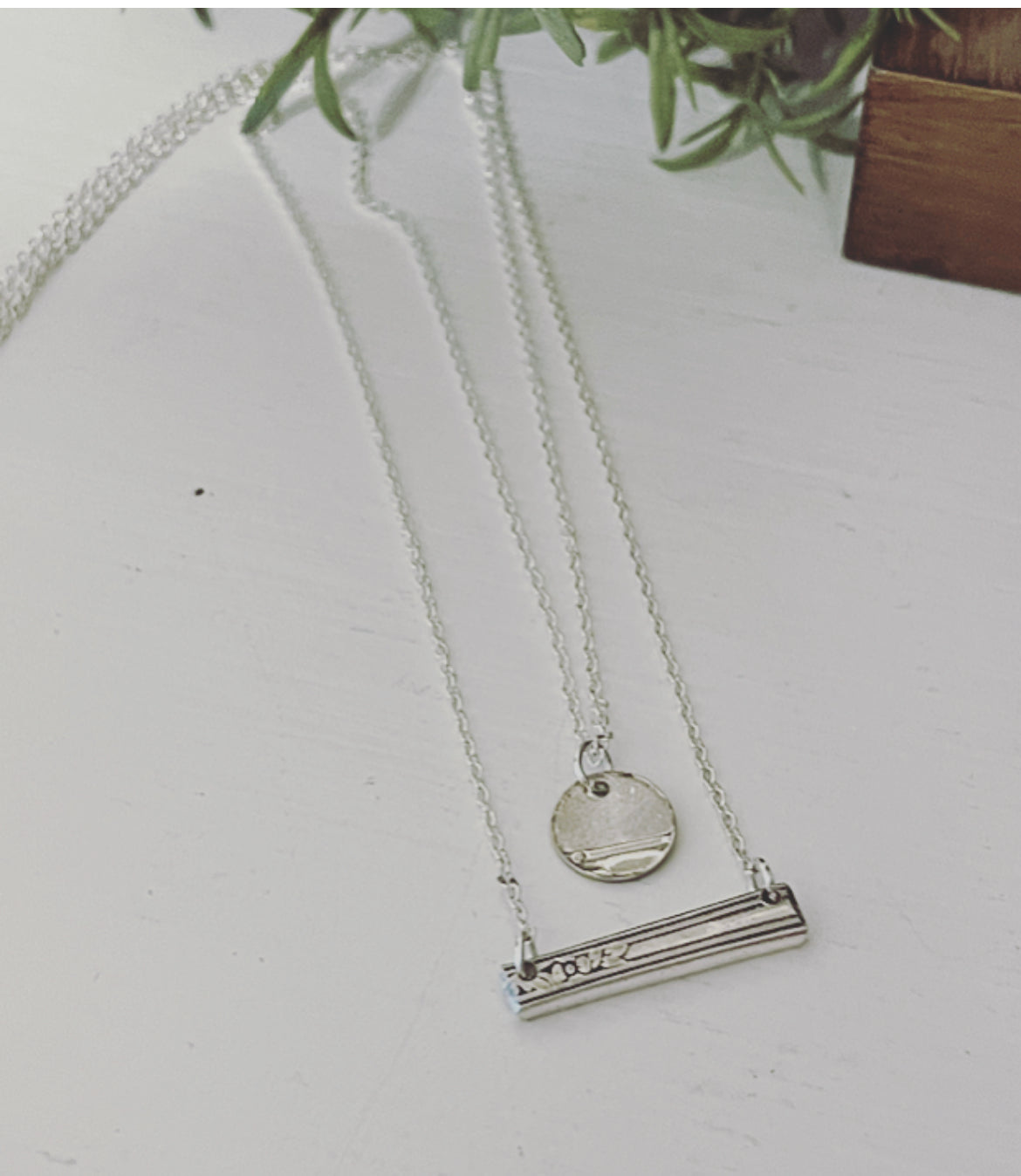 Circle and Bar Double Necklace