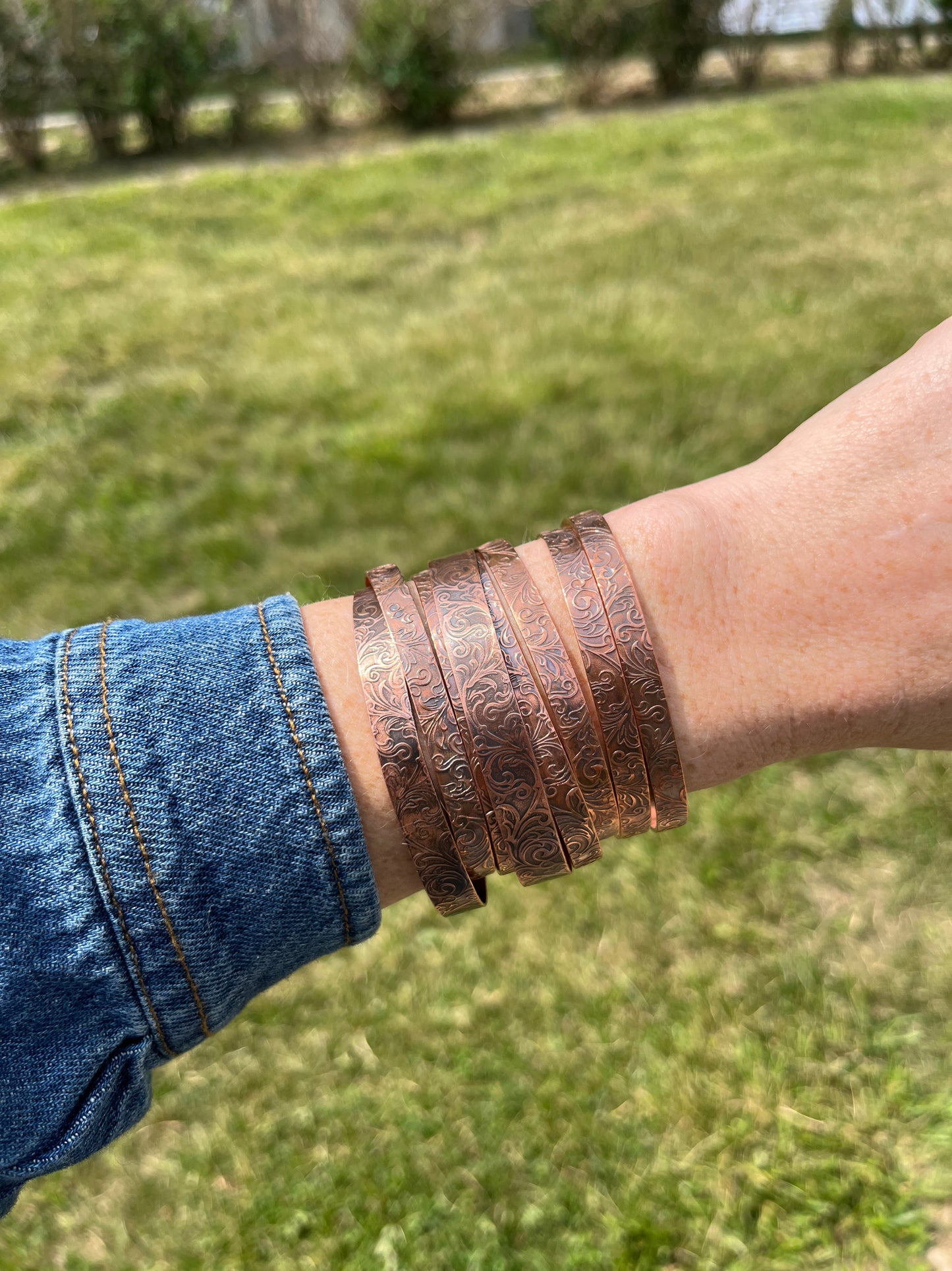 Copper Floral Cuff Bracelet