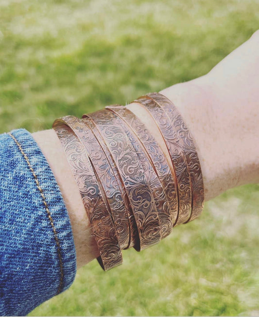 Copper Floral Cuff Bracelet