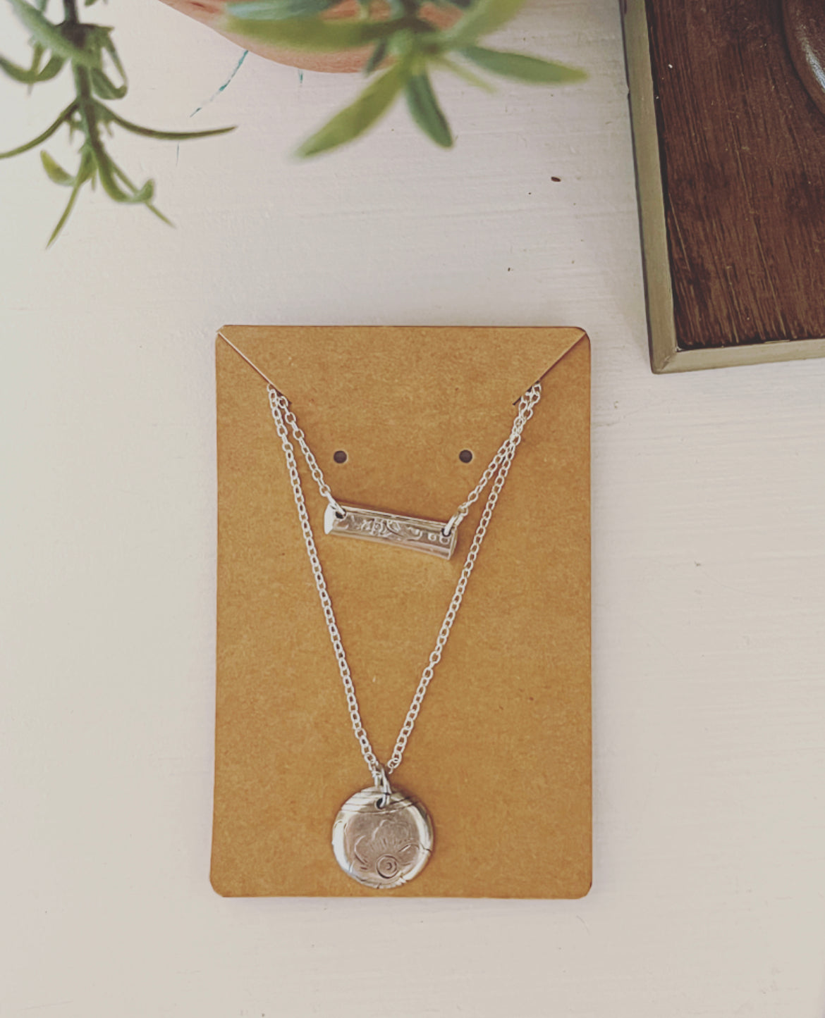 Circle and Bar Double Necklace