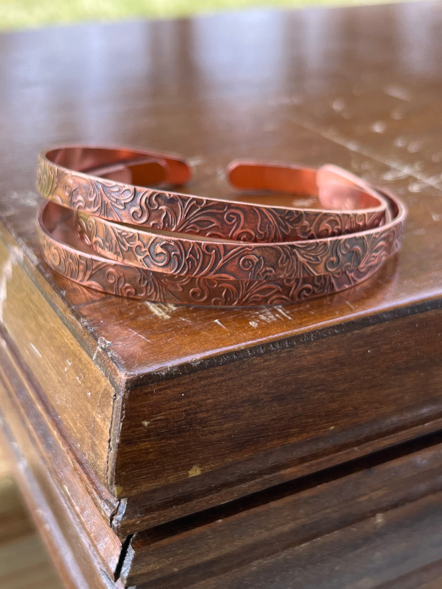 Copper Floral Cuff Bracelet