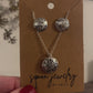 Love Precious Flower Domed Earring and Necklace Set