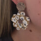 Vintage Tray Stud & Leather Flower Earrings-Yellow Daisy