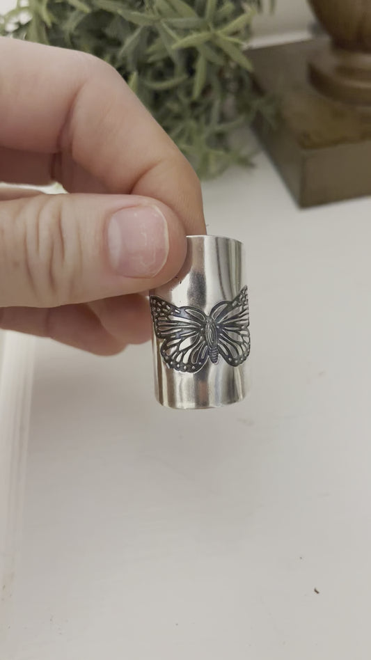 Butterfly Hand Embossed Spoon Ring